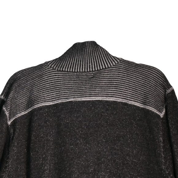 Carbon Knit Sweater Mens XXL Heathered Gray Ribbed Mock Neck 1/4 Zip Slim Fit - Picture 6 of 8